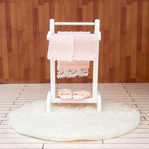 Odoria 1/12 Scale Dolls House Miniature Towel Rack and Bathroom Rug Dollhouse Accessories