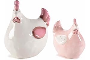 Gruppo Maruccia - Galline Decorative in Ceramica Dipinta a Mano - Decorazione per Casa e Cucina - Idea Regalo per Pasqua - Set da 4 pezzi