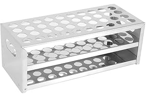 HILITAND Test Tube Rack, 40 Holes Double Layer Stainless Steel Large Capacity Test Tube Support Lab Instrument(15.5mm*40)