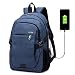 Produktbild GINDOLY Wasserdicht Laptop Rucksack 15,6 zoll für Männer Schulrucksack Multifunktionsrucksack Tagesrucksack für Business Wandern Reisen Camping,Kapazität 20-35L (Dunkelblau ,Oxford)