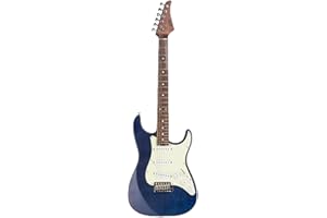 EART Solide E-Gitarre SSS Single Coil Pickups, 6-saitige Rechtshänder Palisandergriffbrett in Blau für Pop, Blues, Light Rock