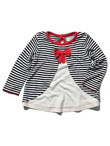 M&Co Baby Girl Long Sleeve Mock Striped Pattern Bow Front Cardigan Casual Top Oatmeal 2/3 Yr