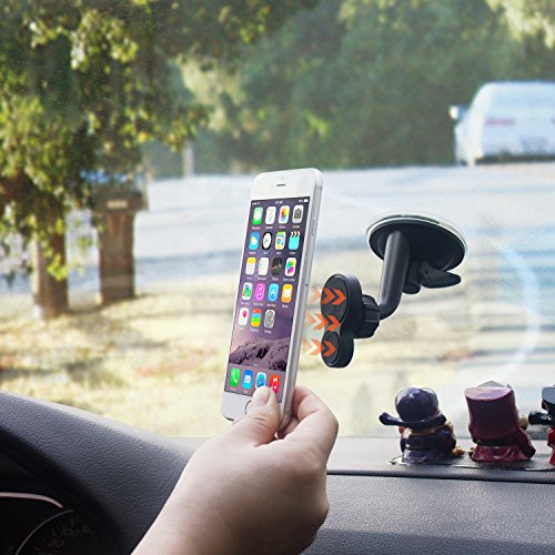 Supporto magnetico per telefono cellulare per auto, supporto per ventosa d'aria, rotazione di 360 gradi-2 in 1 cruscotto per auto universale / parabrezza / supporto per presa d'aria per GPS smartphone