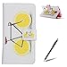 Produktbild Samsung Galaxy S5 Hülle,Feeltech Leder tasche mit (Frei Stylus Stift) Elegant Luxus Flip PU Leder Schlank Brieftasche Schutz Kasten Kartenfach Stand funktion Magnet Closure und Shockproof Karten-Schlitze Inhaber-Geld-Beutel Buch-Design for Samsung Galaxy S5 - Zitrone Fahrrad