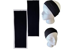 ALPHA KIDS Pack Of 2-8cm Plain Black Stretchy Unisex Headbands, Soft, and Comfortable Hair Bands - Ideal For Gym, Exercise, cycling, Yoga headband, Running and Everyday Wear