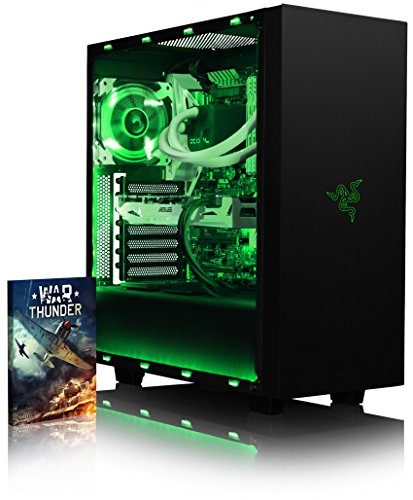 VIBOX Voxel GL750-357 Gaming PC - 4,5GHz Intel i7 Quad Core CPU, GTX 1050 GPU, Super, Wassergekühlter Desktop Gamer Computer mit Spielgutschein, Grün Innenbeleuchtung, lebenslange Garantie* (4,2GHz (4,5GHz Turbo) Superschneller Intel i7 7700K Kabylake Quad 4-Core Prozessor CPU, Nvidia GeForce GTX 1050 2GB Grafikkarte GPU, 32GB Crucial Ballistix 2400MHz RAM, Kingston 480GB SSD, 2TB Festplatte, Alphacool Eisbaer Wasserkühler, 400W 85+ Netzteil, NZXT Gehäuse, Ohne Windows Betriebssystem)