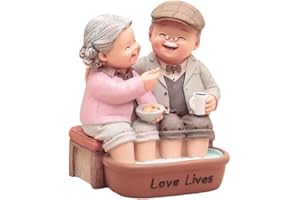 Homoyoyo Figurine di Coppia di Anziani in Resina Marito Figure Torta Topper Anziani Modello In Miniatura Il Nonno E Nonna Decorazione Torta Creativo Ornamento Casa Mini Ornamento