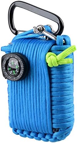 29 in 1 Multi-Functional Emergency Outdoor Survival Kit Include Flashlight, Compass, Whistle, First Aid Kit, Tin Foil, Tool Card, Fishing Lines, Floats, Weights, Fishing Hooks, etc - Blue