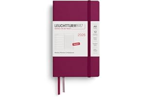 LEUCHTTURM1917 372665 agenda e taccuino settimanale Pocket (A6) 2026, Port Red, Inglese