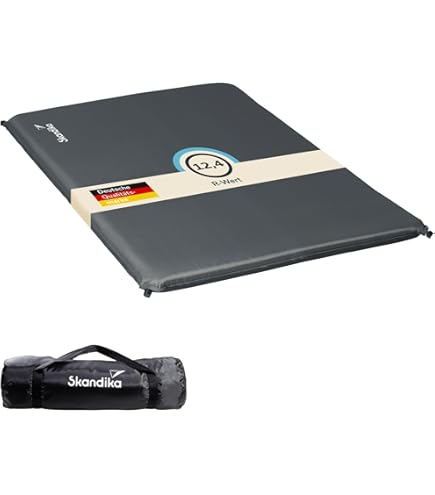HIKENTURE Luchtmatras voor 2 personen, dubbele opblaasbare slaapmat, campingslaapmat 140 cm met pompzak, voor camping, outdoor, wandelen, strand, grijs