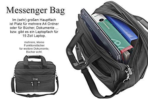Schultertasche Citybag Flugbegleiter Ausweistasche Umhängetasche Business Messenger Bag Tasche Black NEU - 3
