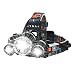 Produktbild Etbotu für Camping Jagd Wandern Reiten Zoomable Scheinwerfer Taschenlampe Kopf Fackel Fischen Licht mit 2 * 18650 Batterie Wand / Auto Ladegerät USB Kabel 3000Lm 3x Cree XM L T6 LED Scheinwerfer