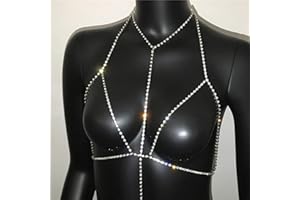 Catena per bikini con strass scintillanti Prosy con cristalli d'argento Catena per il seno Girocollo Catena per il corpo Summer Beach Nightclub Gioielli regolabile per donne e ragazze
