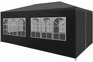 Gawany Tenda Tendone per Festa Impermeabile Bianco/Blu/Antracite/Verde 3x3/4/6/9/12 m,Tennda Gazebo per Festa Impermeabile,Gazebo con Pareti,Tendone da Estrno,Tendone da Giardino