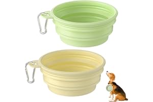 LAJUP 2 Piezas Bebedero Plegable, bebedero perro, Cuenco de Material TPE, Plato comedero portatil con mosquetón, para Gatos, Perros y Mascotas, para excursiones o Viajes (350ml)