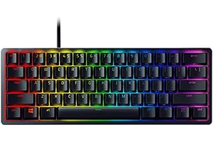 Razer Huntsman Mini (Red Switch) - kompaktowa klawiatura gamingowa 60% (liniowe przełączniki optyczno-mechaniczne, nasadki na klawisze Doubleshot PBT, zdejmowany kabel USB), układ QWERTZ DE, czarna