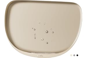 DownyPaws Tapis Gamelle Chat et Chien, en Silicone Tapis de Nourriture, Tapis pour Chat – sans BPA, avec Bord Haut Antidérapant d'Dau et de Nourriture, Facile à Nettoyer, 45 x 32cm, Beige