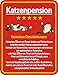 Produktbild Fun Schild, Blechschild Alu geprägt + bedruckt Spruch /NEU/ Katzenpension !
