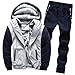Produktbild Amphia Herren Nähte Farbe Plus Samt gepolsterte Top-HosenanzugMens Hoodie Winter Warm Fleece Zipper Sweater Jacke Outwear Mantel Top Hosen Sets