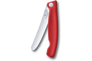 Victorinox Swiss Classic Faltbares Picknick-Messer für Wanderungen, Obst, Gemüse, Brötchen, Wurst, mit Wellenschliff, Extra Scharf, Rot
