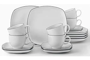 Seltmann Weiden 18 Piezas | Set para 6 Personas | Serie Lido Blanco | Servicio Incluye Cada 6 Plato de Desayuno, Taza, platillo de café, 0.22 litros, Porcelana