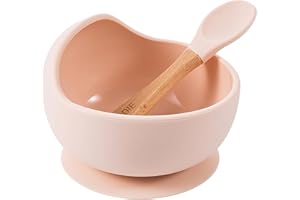 glitter&spice Set Ventouse pour Bébé Silicone, 2 Pièces, Set Repas pour Enfants, Inclus Bol, Cuillère, Compatible Lave-vaisselle, Micro-onde(BLUSH)