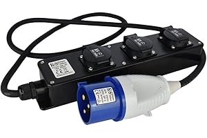 K&S KÖNNER&SÖHNEN Könner & Söhnen KS EX1.5M-3S - Adaptador alargador (longitud del cable: 1,5 m, enchufe eléctrico: 1 x 32 A/250 V, enchufes con válvula: 3 x 16 A/250 V.