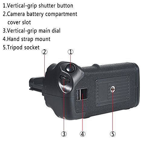DSTE Multi-Puissance Vertical Batterie Poign  e Titulaire pour Canon EOS 350D 400D DSLR Cam  ra comme BG-E3 avec 2-pack NB-2LH
