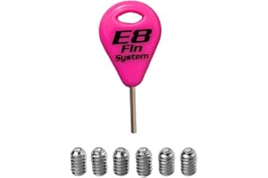 E8 FIN SYSTEM - Confezione da 1 Chiave per Pinna da Surf e 6 Viti per Pinna in Acciaio Inox - Accessori per tavola da Surf - Chiavi di Ricambio per Chiglia - Tasto per Pinna da Surf