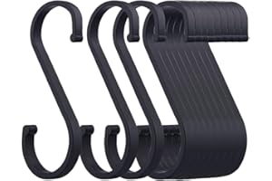KANOSON S Hooks, 12 Pack Metal S Shaped Heavy Duty Butcher Hooks With Round End Design for Meat, Utensils, Pans, Pots, Plants, Baskets - Kitchen, Bathroom, Garden, Office (Black)