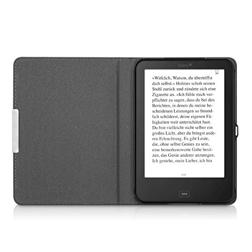 kwmobile Hülle für Tolino Shine 2 HD – Flipcover Case eReader Schutzhülle – Bookstyle Klapphülle Dunkelgrau Schwarz - 8