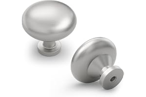 LONTAN 6 Stück Möbelknöpfe Silber, Rund Schrankknöpfe, Moderner Knauf für Schrank, Schubladen, Kommoden, ein Loch Möbelknopf, Schrank Knöpfe