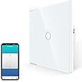 JIMEIDA Smart Touch Light Switch, Alexa Switch Work with Google Home, Timer, Multi-Way Control by Smart Life APP, White Screwless Glass Plate and LED Backlight, 1 Gang