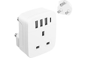 SHUOMAO UK to South Africa Plug Adapter,Ground UK to South African Travel Adaptor with 4 USB(1 USB C 17W Charger),Power Adapter for SA,Namibia,Swaziland,Lesotho,Bhutan,Botswana(Type M)