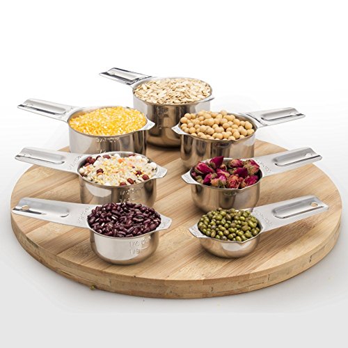 7er 18/8 Edelstahl Messbecher set von 1Easylife, Amerikanischer Messbecher Cup Messlöffel set mit ml, Messbecher Edelstahl, ROSTFREI, BPA FREI, Ideal für Cocktail, Backen, Kaffee, Proteinpulver, Soße. - 2