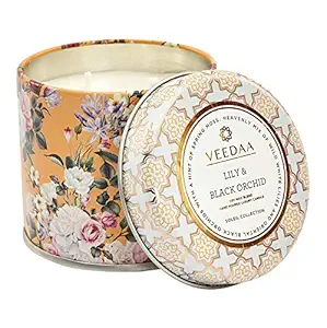 VEEDAA Lily & Black Orchid Soy Wax Mason Tin Scented Candle (Burns 25 Hours)