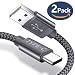 Produktbild USB C bis USB 3.0 Kabel, USB Typ C 2 m, verbesserte USB C Ladekabel/Kabel 6.6 ft (2 m), 2er Pack sehr beständig Nylon Braid, schnell Ladegerät für Samsung Galaxy S9/S8 Plus, Note 8, Google Pixel, LG G5, Sony Xperia XZ, Huawei P9/One Plus 2/HTC 10 (grau)