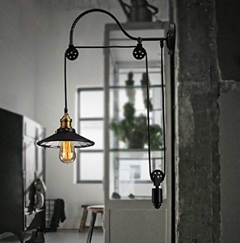 Siminda Retro Industrial Style Wrought Iron Long Arm Pole Wall Lamp Swing Arm Wall Mount Light Sconces
