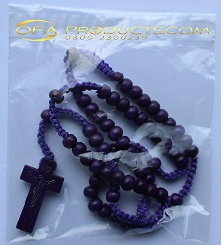 Purple Coloured Wooden Beads and Cross, Rosary by OFA Products ™