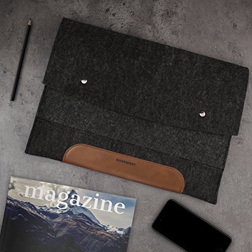 DUKEWEST 13,3 Zoll Tasche Hülle Sleeve Premium Filz Handmade für Macbook Pro / Air Laptop Notebook Ultrabook Surface Book iPad Pro 12,9″ - 5