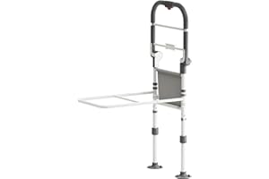 SANEWE Sponda Letto Anziani,Sponde per letto Anziani con borsa Supporto Regolabile in Altezza Pieghevole,Maniglia Antiscivolo,Luce con Sensore di Movimento,Adatto a Qualsiasi letto,Portata 160 kg