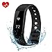Produktbild ID101 HR Fitness Armband, Omorc Bluetooth Herzfrequenz Fitness Tracker Sport Armband smart bracelet Smartwatch mit Pulsmesser, Schrittzähler, Aktivitätstracker, Kalorienzähler, Schlafanalyse, Kamera-Fernsteuerung, Handy-Suchfunktion, Steuerung der Musikwiedergabe für Android und iOS Smart Phones – Schwarz