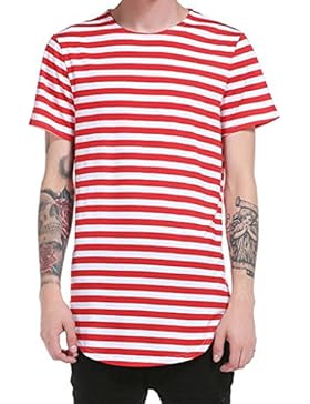 Amlaiworld Summer Slim Fit Striped Print T-Shirt Top, Modern and Cool Short Sleeve T-Shirt Polyester