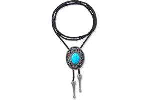 JYNXOR Bolo Tie En Cuir Avec Pendentifs Turquoise Ronde Pour Hommes Et Femmes, Cravate Bolero Homme, Collier Chemise Cowboy Femme, Cravate Bolo Pour Homme Pour Costume, Chemise Ou Veste Western