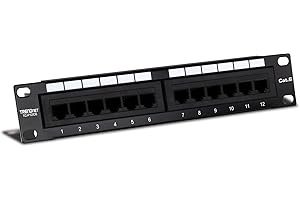 TRENDnet TC-P12C6 12-Port Cat. 6 Unshielded Patch Panel (10" wide) Black