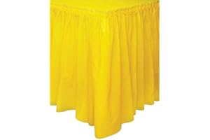 VETRINE INRETE Vetrineinrete® Gonna da tavolo tovaglia plastificata con adesivo per tavola decorazione per feste compleanno battesimi eventi matrimoni 73x426 cm 306408 (Giallo) E45
