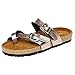 Produktbild LANDFOX Damen Leather Footbed Beach Sandal Crocband Flip Zehentrenner Unisex-Erwachsene Epic Flip V2 Mode Cross Toe Strap Flachen Sandalen Strand Schuh Dick Besohlten Kork Hausschuhe (35 EU, Roségold)