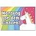 Produktbild Warnung vor dem Einhorn - Schild (40 x 20cm) | Lustiges Türschild, Hausschild & Wohnungsschild | Geschenkidee Einweihungsparty & Geburtstags-Geschenk für Einhorn-Fans | Überraschung für die beste Freundin