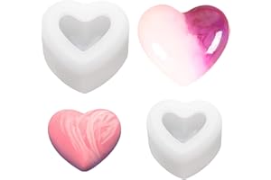 Cdemiy Stampo in Resina Epossidica a Forma Cuore, 2 Pezzi 3D Stampi in Silicone di Cuore, Amore Muffa del Sapone del Cuore per Creazione di Gioielli, Decorazione Della Casa, DIY, Sapone Artigianati