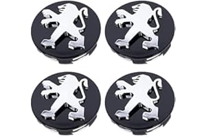 CYJXL 4 pièces Cache-Moyeux pour Peugeot 106 107 206 207 307 308 406 407 60MM, Enjoliveurs, Capuchons de Centre Jante, Centre Roue Caps, Bouchon de Jante, éTanche/Poussière/avec Logo